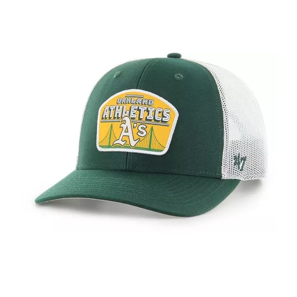 '47 Brand Oakland Athletics Region Patch Trucker Adjustable Hat Snapback Green - Picture 1 of 4